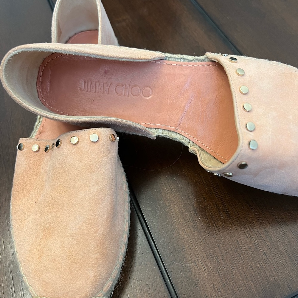 Jimmy Choo Women’s espadrille style flats. Light coral color. size 7 US. New